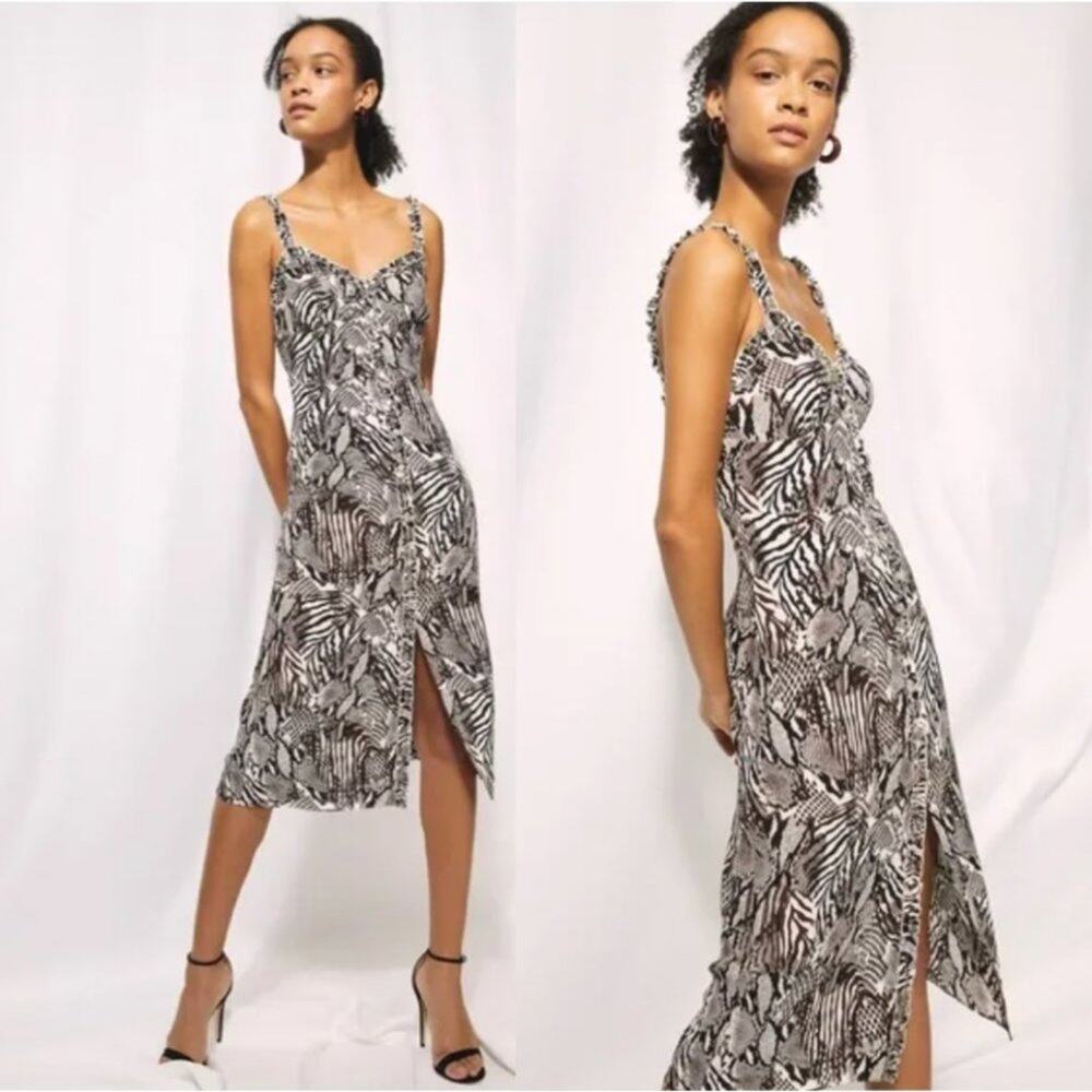 Aritzia Wilfred Heartthrob Printed Button-Front Midi Dress